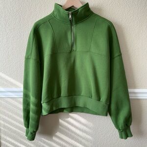 Abercrombie & Fitch Essentials Sweatshirt 1/4 Zip Green Small
